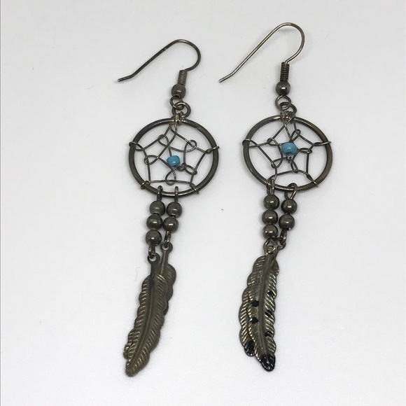 Vintage 925 Long Dangle Dreamcatcher Earrings